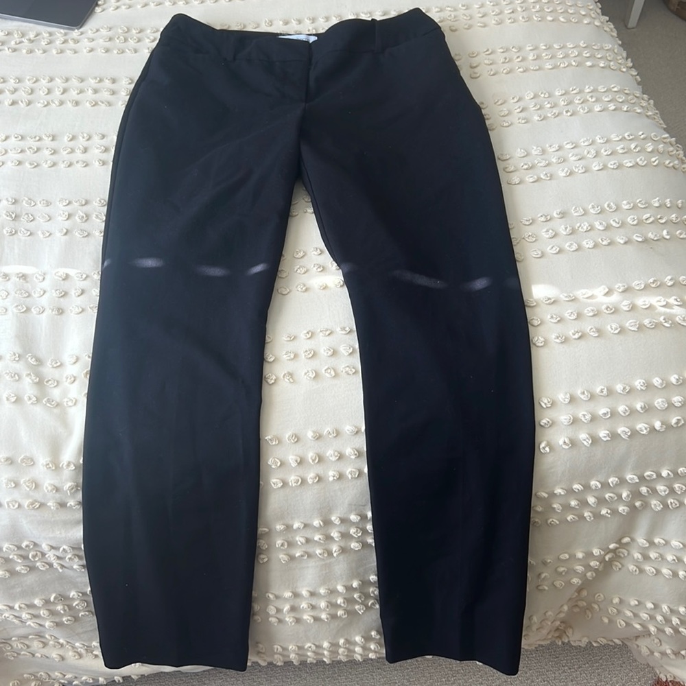 black slacks, straight leg